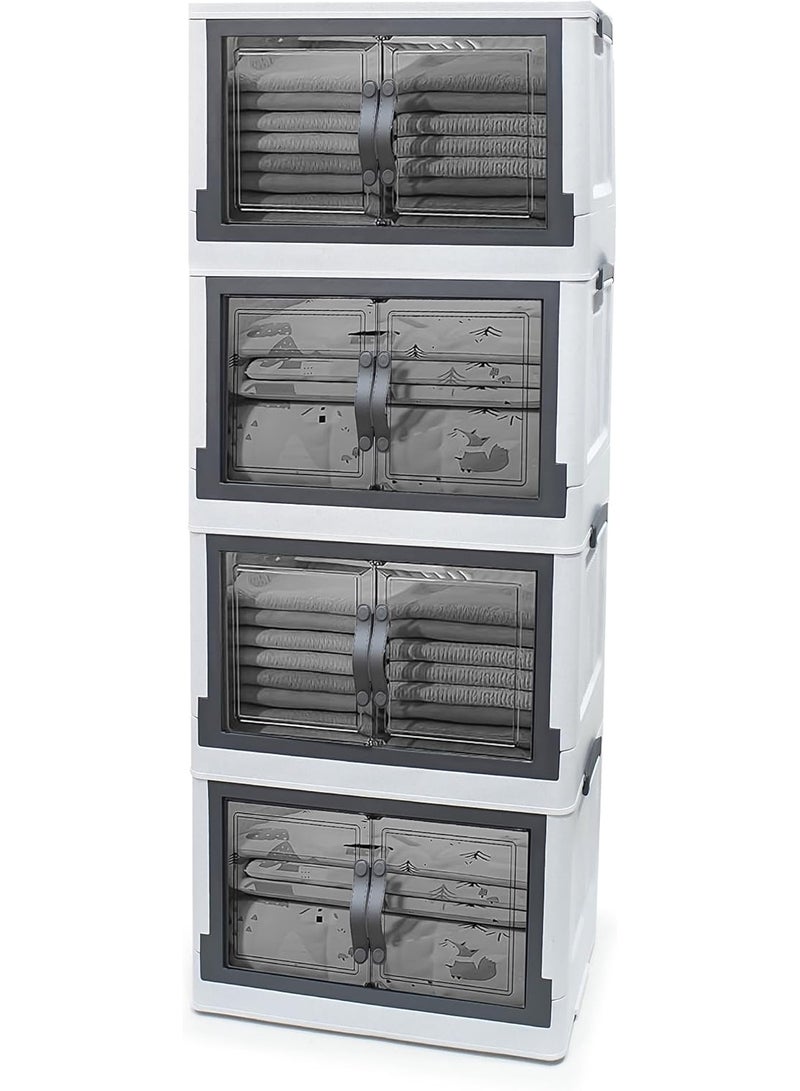 NAMA 4-Tier Plastic Clear-Door Storage Cabinet, White and Beige Display Drawers, Organizer Unit with Transparent Doors, Home Office Storage Solution - Image 4